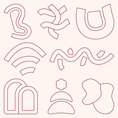 Collection Of Abstract Art. Pattern Graphic Outline Element