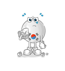 south korea cry with a tissue. cartoon mascot vector