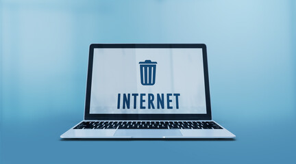 Trashcan Symbol and Internet Text On A Laptop Screen