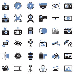 Camera Icons. Two Tone Flat Design. Vector Illustration.
