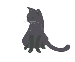vector cat in a flat and cartoon style on a white one, abstract cat illustration for design