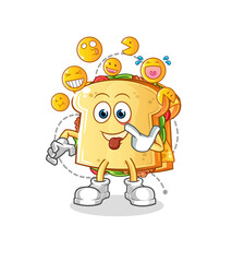 sandwich laugh and mock character. cartoon mascot vector