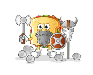 sandwich viking with an ax illustration. character vector