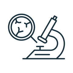 Research of Gene Modified Meat by Microscope Line Icon. Dna Molecule, Meat Structure Outline Pictogram. Artificial Food Concept. Genetic Cultured Meat Icon. Editable Stroke. Vector Illustration