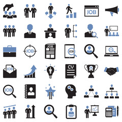 Career And Business Icons. Two Tone Flat Design. Vector Illustration.
