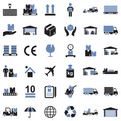 Cargo Icons. Two Tone Flat Design. Vector Illustration.