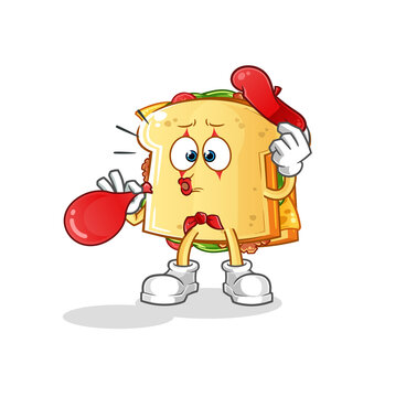 recommend clip art: sandwich pantomime blowing balloon. cartoon mascot vector