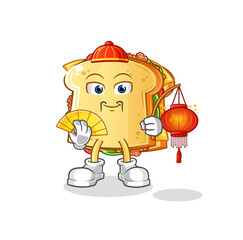 sandwich Chinese with lanterns illustration. character vector