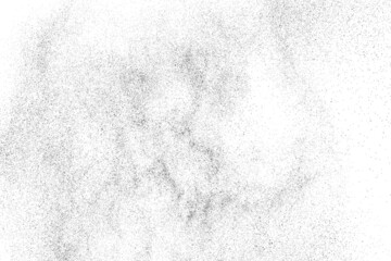 Distressed black texture. Dark grainy texture on white background. Dust overlay textured. Grain noise particles. Rusted white effect. Grunge design elements. Vector illustration, EPS 10.