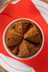 Delicious Chinese steamed sponge cake named Fa Gao for lunar new year festival traditional food.