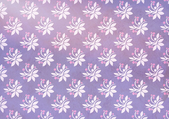 Retro background with floral ornament. For printing on fabric or paper. Purple, pink colors.