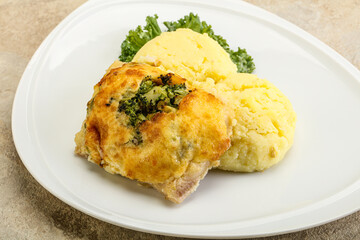 Roasted pangasius fillet with mashed potato