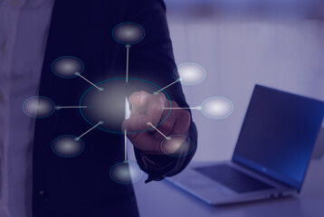 executive hand pressing picture button