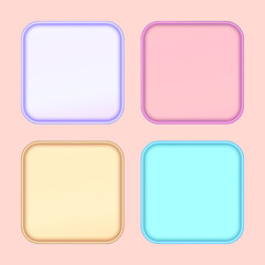 Four vector 3d square shape colorful banner blank text box templates