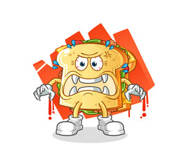 sandwich monster vector. cartoon character