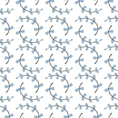 flower pattern - cute blue plant leaves on a light background