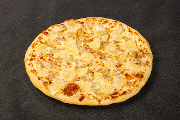 Pizza with chicken and pineapple