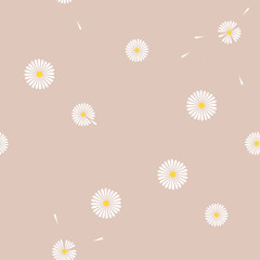 Daisies. Seamless wallpaper with flowers in pastel colors. Vector background.
