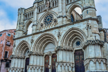 Naklejka premium facade of the Gothic cathedral of Cuenca in Spain.
