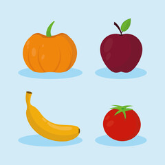set fruits and vegetables