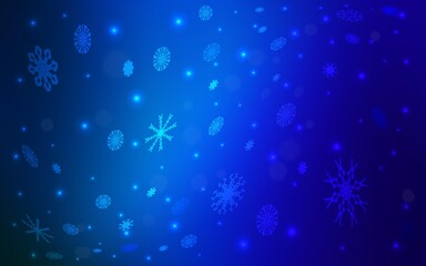 Fototapeta na wymiar Dark BLUE vector template with ice snowflakes.