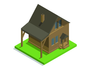 isometric house vector illustration set. 3d miniature architecture design buildings. town and city planning, infographics, real estate models