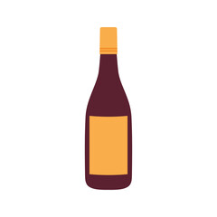 bottle of wine isolated on white, cartoon style