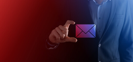 Email and user icon,sign,symbol marketing or newsletter concept, diagram.Sending email.Bulk mail.Email and sms marketing concept. Scheme of direct sales in business. List of clients for mailing.