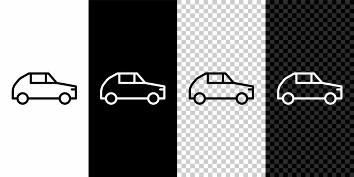 Isometric Car icon isolated on grey background. Blue square button. Vector