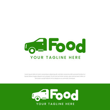 Simple green food truck car logo template design