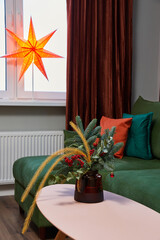 Beautiful decor on the table and star on background