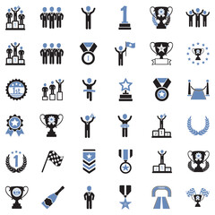 Champion Icons. Two Tone Flat Design. Vector Illustration.