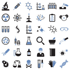 Chemistry Icons. Two Tone Flat Design. Vector Illustration.