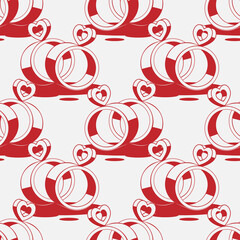 Cotton fabric seamless pattern rings with hearts jeweler red on white background vector image