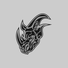 Rhinoceros head vector logo illustration isolated on white background