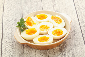 Boiled chicken egg for breakfast