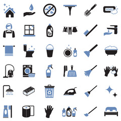 Cleaning Icons. Two Tone Flat Design. Vector Illustration.