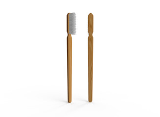 Front and Back View of Wooden Toothbrush