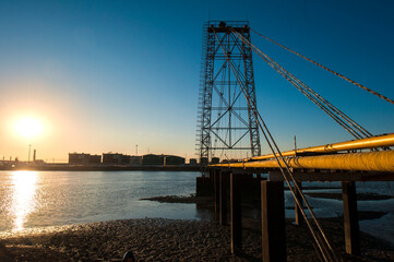 Fototapeta premium Bridges and valves for oil pipelines