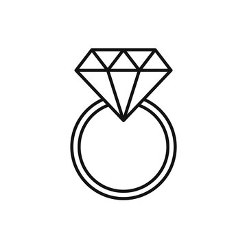 Valentines Day diamond ring flat icon