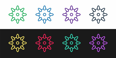 Set line Set of false nails for manicure icon isolated on black and white background. Varnish color palette for nail extension. Artificial nails. Vector