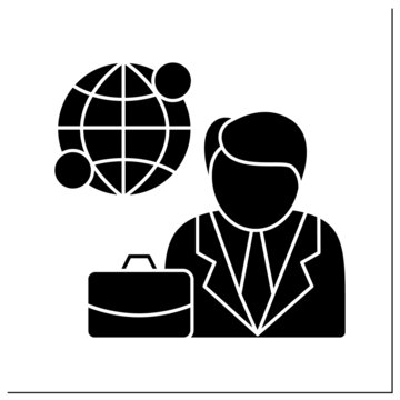 Diplomatic mission glyph icon. Foreign mission. Representation government located in another state territory. Embassy service concept.Filled flat sign. Isolated silhouette vector illustration