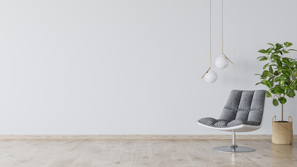 Stanza vuota con poltrona e lampade di design