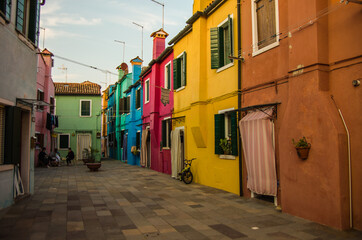 Fototapeta na wymiar Colourful houses in Burano Venice, Italy