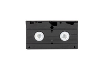 VHS videotape is isolated on a white background rear view