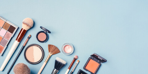 A set of different cosmetics for make-up.