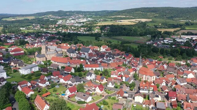 Drone shot of Steinau ander der Strasse, Hesse, Germany