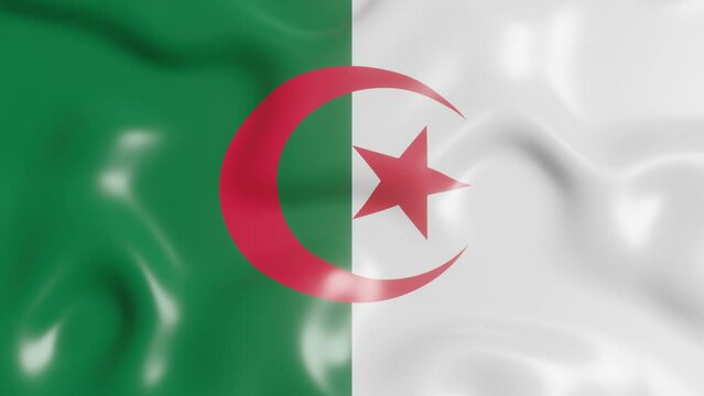 3d flag of country Algeria in the breeze background. 4K animated seamless loop video clip in a realistic way