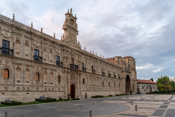 Fototapeta na wymiar Facade of San Marcos Hospital in Leon, Spain.
