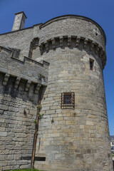 Guerande Ramparts with six towers and four fortified gates, over 1,300 meters long. Defensive walls of Guerande were built in XIV century. Guerande, Loire-Atlantique, Pays de la Loire, France.